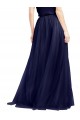Azul Marino 21 línea A Halter Cuello Alto Tul Largo Vestidos de dama de honor