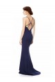 Azul Marino Sirena Halter Cuello Alto Crepé Elástico Largo Formales Vestidos de dama de honor / Vestidos de fiesta