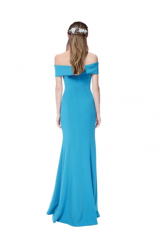 Azul Verde pavo real Cubierta Hombros Descubiertos Crepé Elástico Largo Formales Vestidos de dama de honor / Vestidos de fiesta
