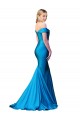 Azul Verde pavo real Sirena Hombros Descubiertos Satén Largo Formales Vestidos de dama de honor / Vestidos de fiesta