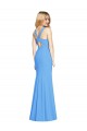 Azul Verde pavo real Trompeta Cuello en V Crepé Elástico Largo Vestidos de dama de honor / Vestidos de fiesta