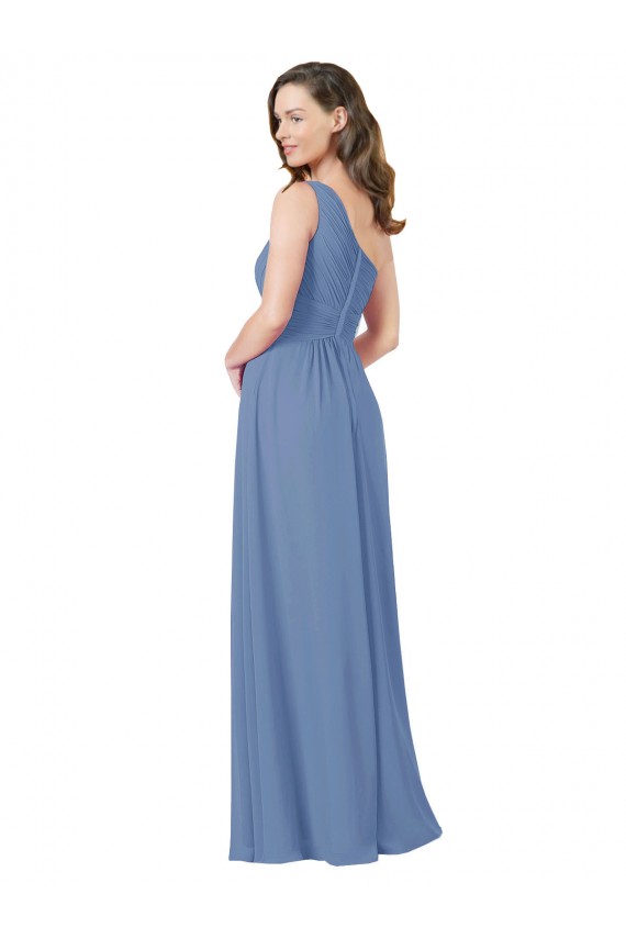 Azul Windsor Cubierta Un Hombre Gasa Largo Vestidos de dama de honor