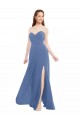 Azul Windsor línea A Cuello de Corazón Sin tirantes Gasa Largo Vestidos de dama de honor