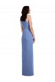 Azul Windsor línea A Cuello joya Gasa Largo Vestidos de dama de honor