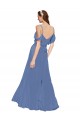 Azul Windsor línea A Hombros Descubiertos Gasa Largo Vestidos de dama de honor