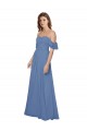 Azul Windsor línea A Hombros Descubiertos Sin tirantes Gasa Largo Vestidos de dama de honor