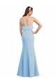 Azul cielo claro Sirena Tirantes espagueti Cuello en V Gasa Largo Vestidos de dama de honor