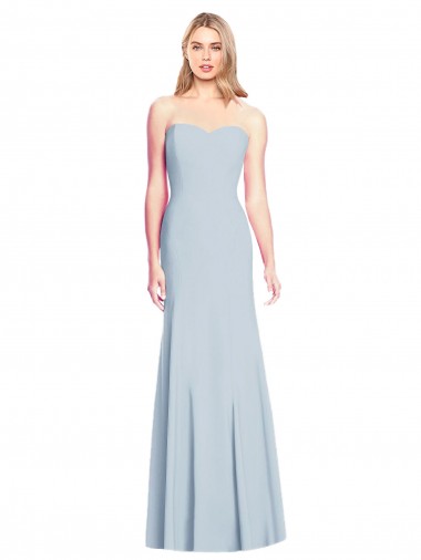 Azul cielo claro Trompeta Cuello de Corazón Sin tirantes Crepé Elástico Largo Vestidos de dama de honor / Vestidos de fiesta