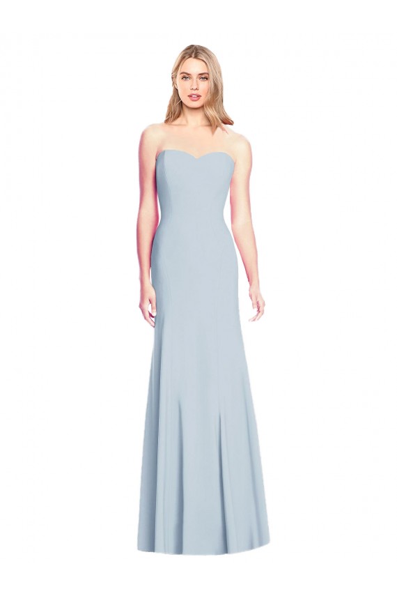 Azul cielo claro Trompeta Cuello de Corazón Sin tirantes Crepé Elástico Largo Vestidos de dama de honor / Vestidos de fiesta