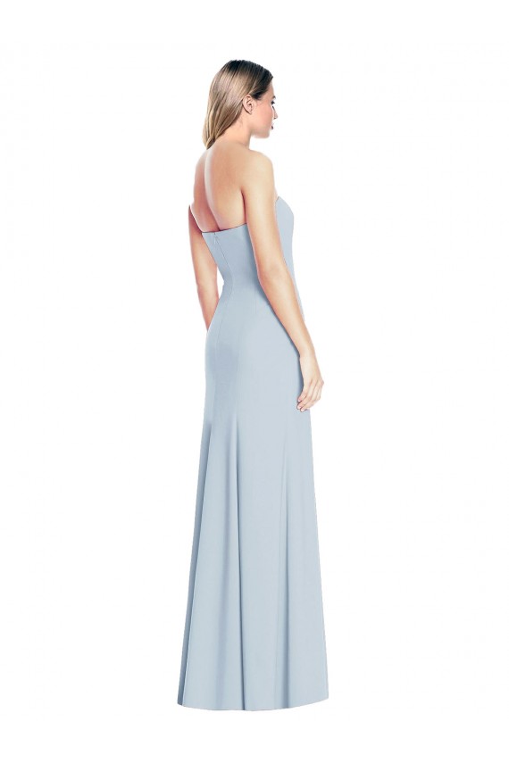 Azul cielo claro Trompeta Cuello de Corazón Sin tirantes Crepé Elástico Largo Vestidos de dama de honor / Vestidos de fiesta