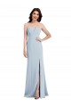 Azul cielo claro Trompeta Cuello en V Sin tirantes Crepé Elástico Largo Vestidos de dama de honor / Vestidos de fiesta