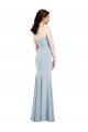 Azul cielo claro Trompeta Cuello en V Sin tirantes Crepé Elástico Largo Vestidos de dama de honor / Vestidos de fiesta