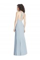 Azul cielo claro Trompeta Halter Crepé Elástico Largo Vestidos de dama de honor / Vestidos de fiesta