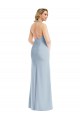 Azul cielo claro Trompeta Halter Crepé Elástico Largo Vestidos de dama de honor / Vestidos de fiesta