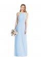Azul cielo claro Trompeta Halter Gasa Largo Vestidos de dama de honor