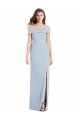 Azul cielo claro Trompeta Hombros Descubiertos Crepé Elástico Largo Vestidos de dama de honor / Vestidos de fiesta