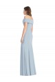 Azul cielo claro Trompeta Hombros Descubiertos Crepé Elástico Largo Vestidos de dama de honor / Vestidos de fiesta