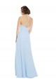 Azul cielo claro línea A Halter Gasa Largo Vestidos de dama de honor