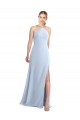 Azul cielo claro línea A Halter Gasa Largo Vestidos de dama de honor