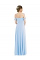 Azul cielo claro línea A Hombros Descubiertos Gasa Largo Formales Vestidos de dama de honor / Vestidos de noche