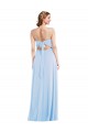 Azul cielo claro línea A Tirantes espagueti Cuello en V Gasa Largo Formales Vestidos de dama de honor / Vestidos de noche