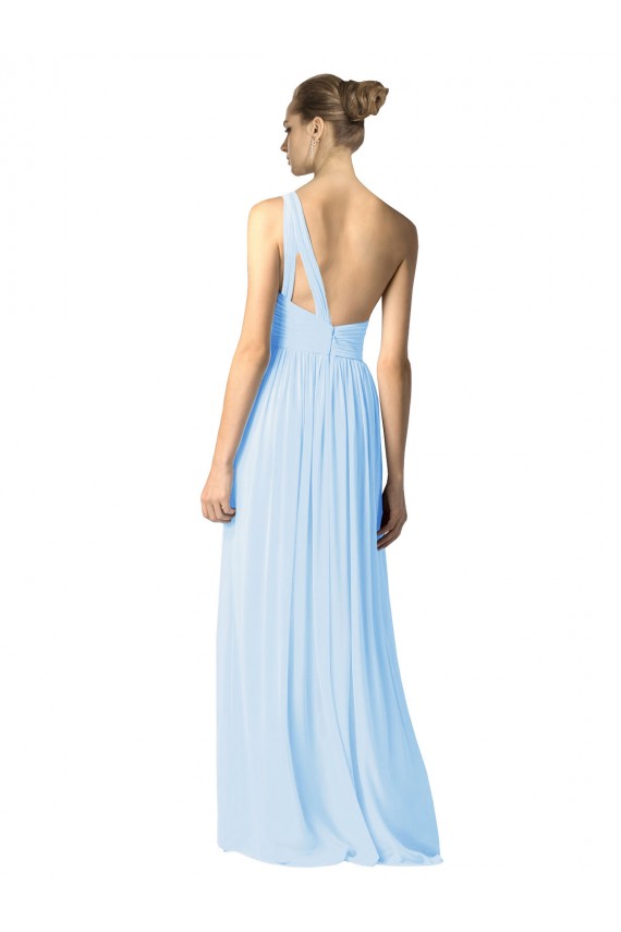 Azul cielo claro línea A Un Hombre Gasa Largo Vestidos de dama de honor
