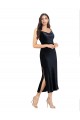 Azul marina oscuro Columna Midi Terciopelo Elástico Corto Formales Vestidos de dama de honor / Vestidos de fiesta / Vestidos de cóctel