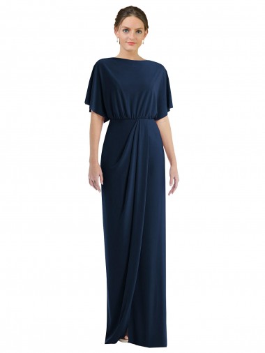 Azul marina oscuro Cubierta Barco Spandex Largo Vestidos de dama de honor / Vestidos de fiesta