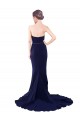 Azul marina oscuro Sirena Cuello de Corazón Sin tirantes Barrer tren Crepé Elástico Largo Vestidos de dama de honor / Vestidos de fiesta