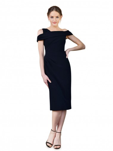 Azul marina oscuro Sirena Hombros Descubiertos Cóctel Crepé Elástico Corto Formales Vestidos de dama de honor / Vestidos de fiesta / Vestidos de cóctel