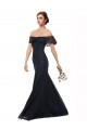 Azul marina oscuro Sirena Hombros Descubiertos Encaje Largo Vestidos de dama de honor / Vestidos de fiesta