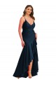 Azul marina oscuro Sirena Tirantes espagueti Satén sedoso Largo Asimétrico Formales Vestidos de dama de honor / Vestidos de fiesta