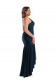 Azul marina oscuro Sirena Tirantes espagueti Satén sedoso Largo Asimétrico Formales Vestidos de dama de honor / Vestidos de fiesta