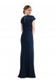 Azul marina oscuro Trompeta Hombros Descubiertos Crepé Elástico Largo Formales Vestidos de dama de honor / Vestidos de fiesta