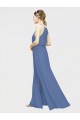 Azul marina oscuro línea A Halter Gasa Largo Vestidos de dama de honor