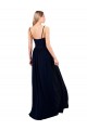 Azul marina oscuro línea A Tirantes espagueti Gasa Largo Formales Vestidos de dama de honor / Vestidos de noche