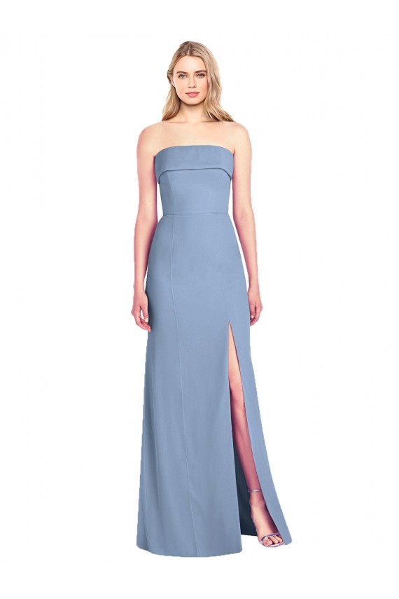 Azul polvoriento Trompeta Sin tirantes Gasa Largo Vestidos de dama de honor