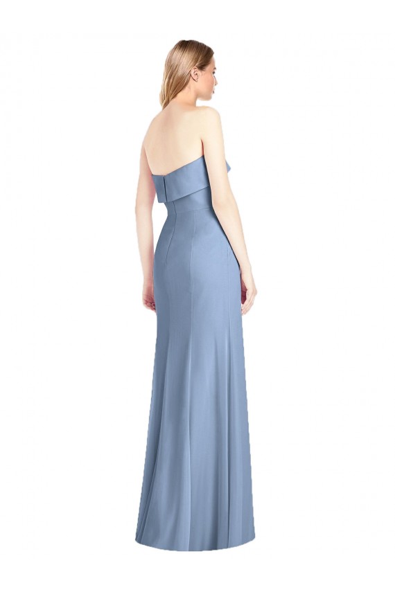 Azul polvoriento Trompeta Sin tirantes Gasa Largo Vestidos de dama de honor