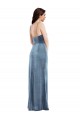 Azul polvoriento Trompeta Tirantes espagueti Terciopelo Elástico Largo Formales Vestidos de dama de honor / Vestidos de fiesta