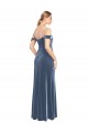 Azul polvoriento línea A Hombros Descubiertos Sin tirantes Terciopelo Elástico Largo Vestidos de dama de honor / Vestidos de fiesta