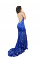 Azul real Sirena Cuello Alto Encaje Largo Vestidos de dama de honor / Vestidos de fiesta