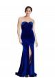 Azul real Sirena Cuello de Corazón Sin tirantes Barrer tren Terciopelo Elástico Largo Formales Vestidos de dama de honor / Vestidos de fiesta