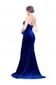 Azul real Sirena Cuello de Corazón Sin tirantes Barrer tren Terciopelo Elástico Largo Formales Vestidos de dama de honor / Vestidos de fiesta