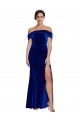 Azul real Sirena Hombros Descubiertos Terciopelo Elástico Largo Formales Vestidos de dama de honor / Vestidos de fiesta