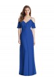 Azul real Trompeta Tirantes espagueti Cuello en V Gasa Largo Vestidos de dama de honor