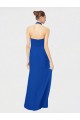 Azul real línea A Halter Gasa Largo Vestidos de dama de honor