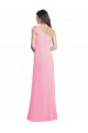 Barely rosa línea A Un Hombre Gasa Largo Vestidos de dama de honor