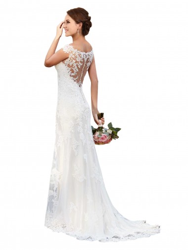 Blanco Cubierta Barco Ilusión Cola capilla Encaje Vestidos de novia