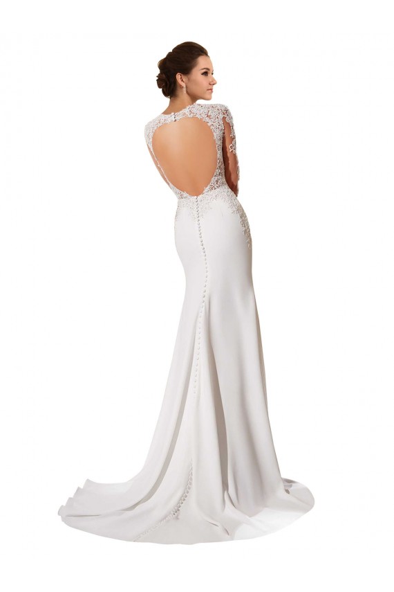 Blanco Cubierta Cuello de Corazón Cola capilla Gasa Encaje Vestidos de novia