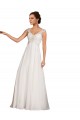 Blanco Cubierta Cuello en V Cola capilla Gasa Encaje Vestidos de novia